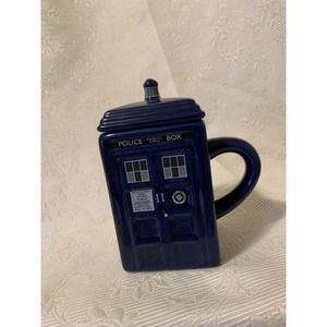 Doctor Who Tardis Police Call Box Ceramic Tea Coffee Cup Mug w Lid ZEON 2012 BBC